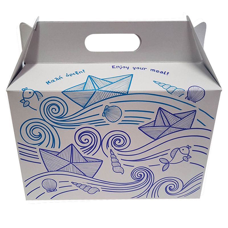 Lunch box από λευκό χαρτόνι με εκτύπωση